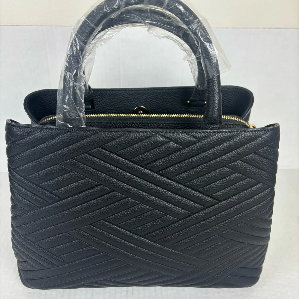 Cute Quilted Woven Design handbag-Basiic Black Color/Everyday Bag-NWT